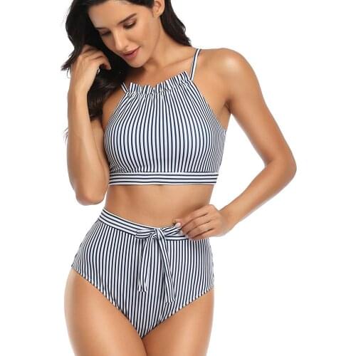 Womens Halter Bikini Swimwear High Neck Two Piece Bikini Swimsuits
