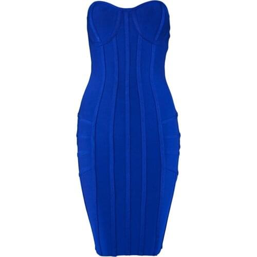 Women blue wine red dress sexy strapless mini bandage dress clubwear short party dress vestidos wholesale