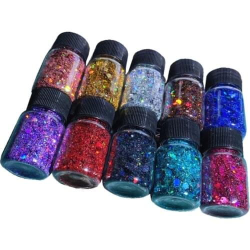 10 Colors Resin Casting Mold Chunky Glitter Epoxy Resin Festival Chunky Hexagons Sequins Pigment 10g Per Jewelry Making X4YA