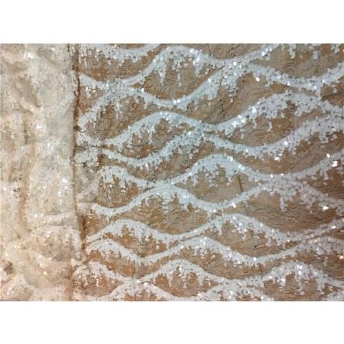 2017 new design white color African French Lace Fabric High Quality African Tulle Lace Fabric with sequins lace fabric