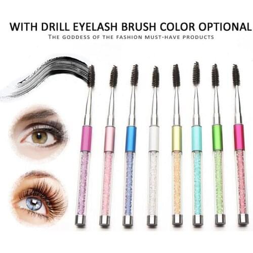 30 pcs 8 Colors Rhinestone Acrylic Handle Eyelash Brushes Combs Spiral Mascara Wands Eyelash Extension Applicator Spoolers Make