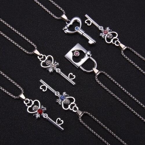 50pcs Country Wedding Gift Accessories Love Diamond Key Valentines Day Couple Necklace Diy Baby Shower Party Favors Decoration