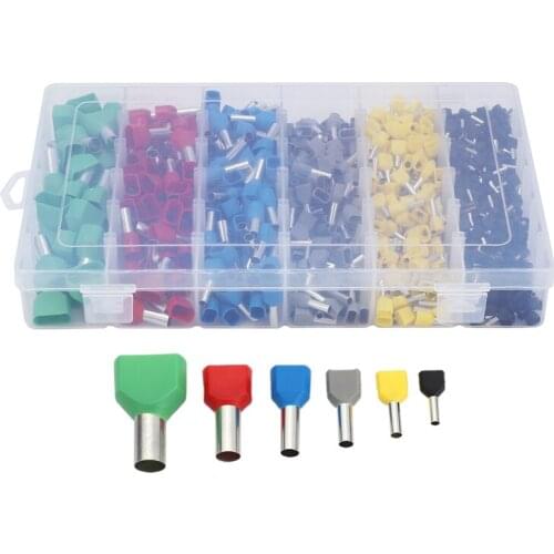 780Pcs Dual Bootlace Ferrule Teminator Kit Electrical Crimp Dual Entry Cord End Wire Terminal Connector