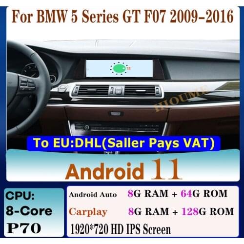 10.25" 8Core CPU 8G RAM Android 10 Car Multimedia Player for BMW 5 Series GT F07 2009-2016 Radio GPS Navigation Stereo CarPlay