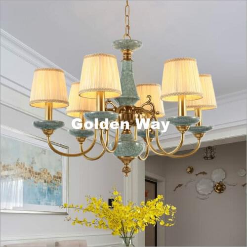 Free Shipping Nordic Bronze Ceramic Chandelier for Bedroom Dining Living Room with Ceramics Luxury Chandelier Pendant Fixtures