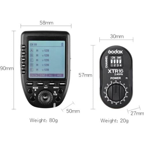 Godox XPro-C 2.4G Wireless LCD Flash Trigger+3*XTR-16 Reveiver Set CD15