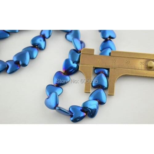 12mm Blue color Plated Hematite Heart Loose Beads 5 strands per lot Free Shipping