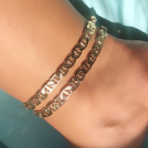 Caraquet Vintage Minimalism Mariner Link Chain Anklet For Women Gold Silver Color Pig Nose Shape Metal Foot Chain Beach Jewelry