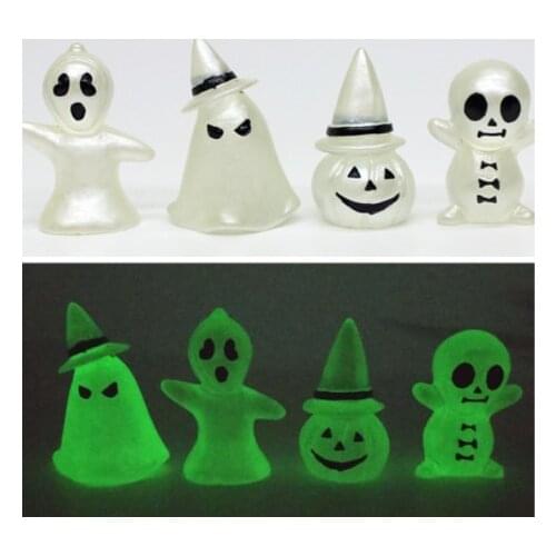 New 1Pcs Mini 3cm Halloween Ghosts Action Figures Pumpkin Ornaments Model Resin Luminous Figure Toy Gifts For Children