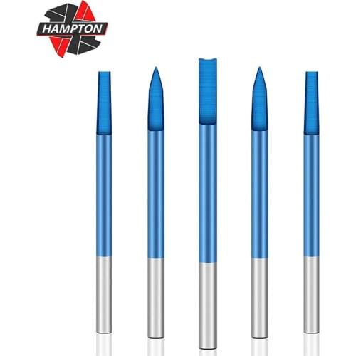 HAMPTON Wood Engraving Drill Carving Bit 10pcs 2.35/3.0mm Shank Milling Cutter Nano Blue Coated Carbide Wood Drilling Tool