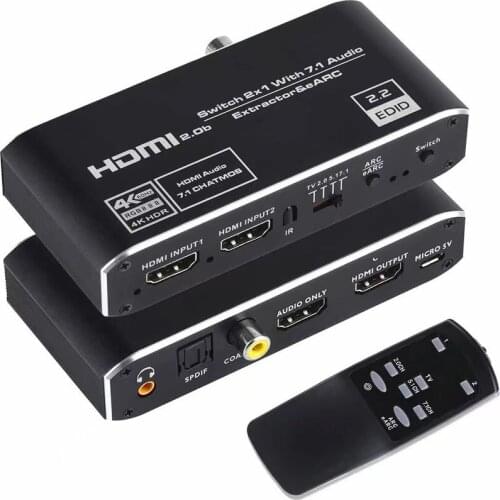 HDMI-compatible Switcher Audio Extractor with ARC & Optical Toslink 2.0 Switch 4K 60Hz with Remote Control for Apple TV PS4/PS5