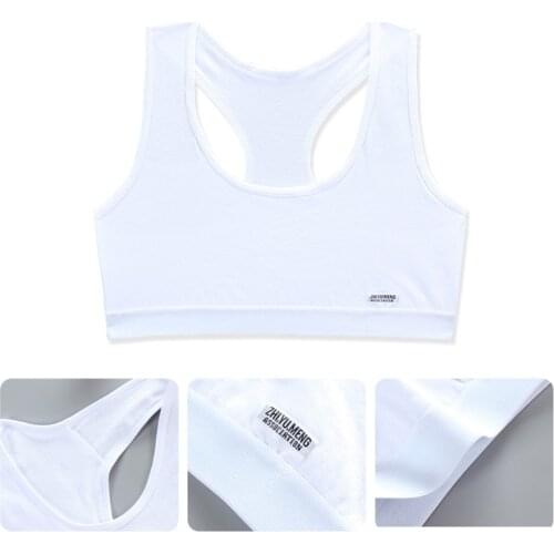 Teen Girls Cotton Racerback Training Bra Wide Strap Seamless Bralette Underwear P31B