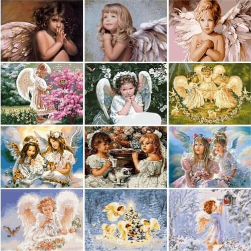 HUACAN Painting By Numbers Girl Pictures By Number Angel On Canvas Home Decoration DIY Gift Hand Painted