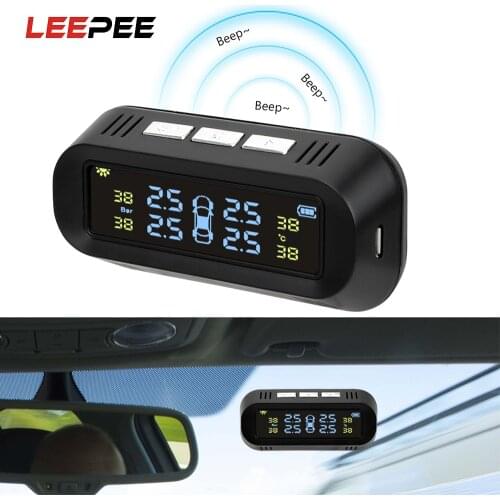 Intelligent Car Tire Pressure Alarm Monitor System Temperature Warning Car Electrics Digital Display With 4 Sensors Solar TPMS