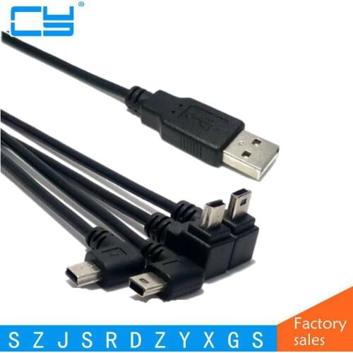 USB 2.0 Male to Mini USB B Type 5pin 90 Degree Up & Down & Left & Right Angled Male Data Cable 0.25m/0.5m