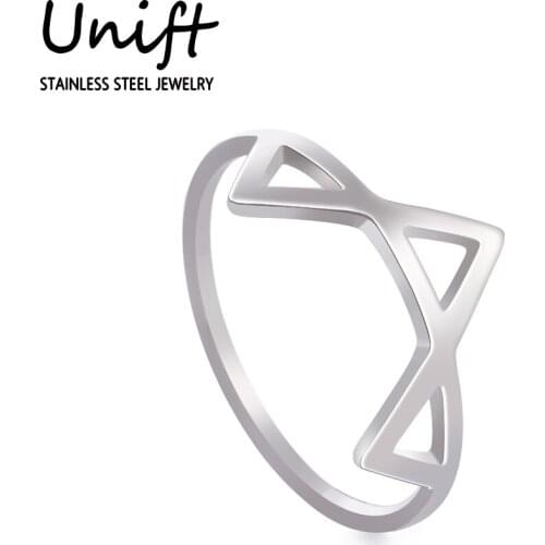 Unift Stainless Steel Geometric Triangle Ring for Women Cute Cat Ear Finger Ring Lovely Minimalist Engagement Jewelry Best Gifts