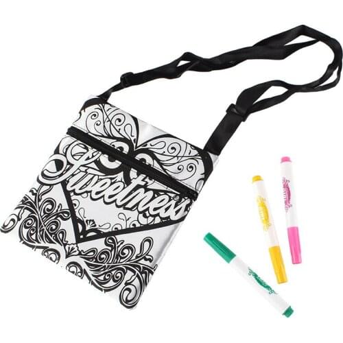 Girl DIY Arts Crafts Activity Kit ic Tote Bag Doodle Painting Graffiti Messenger Bag Children Learn Drawing Toys
