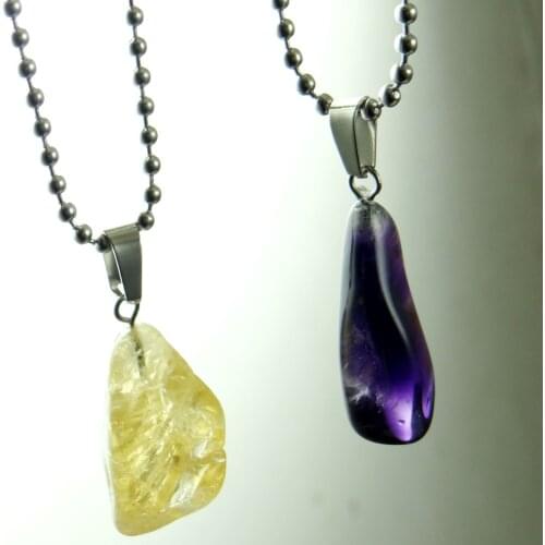 Natural Stone Purple crystal Yellow crystal Irregular shape charm Pendant For Women Necklace Jewelry Making Free shipping 1PC