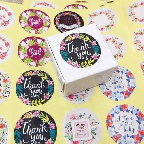 2018 new 560pcs sweet love self adhesive labels Vintage kraft handmade labels paper self seal thank you labels Flower Design