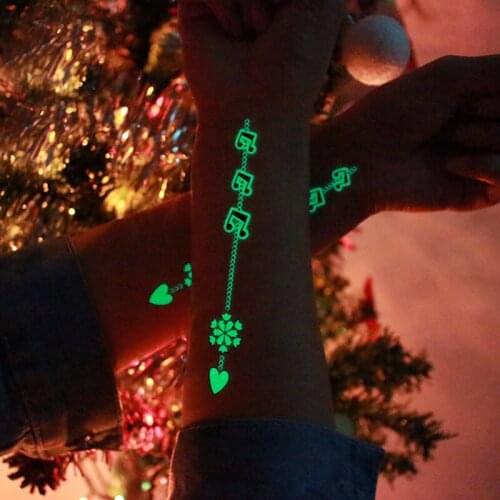 2021 New Luminous Lovely Christmas Tattoo Stickers Waterproof Cartoon Decorations Childrens Environmental Protection