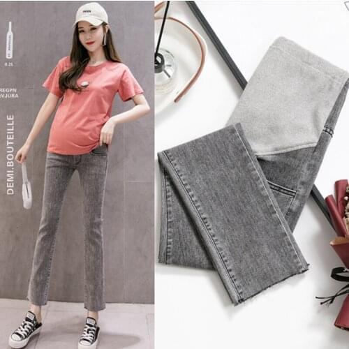 New Spring Summer Maternity Denim Cropped Pants Loose Pants Pregnant Women Stomach Lift Jeans Korean Fashion Casual Maternity