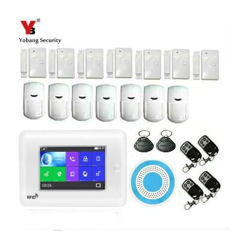 New 4.3inch Wifi GSM APP RFID Wirelesss home security gsm alarm system touch keyboard 433MHz door detector infrared sensor alarm