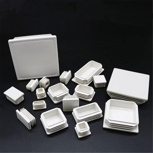 New White Plastic Rectangle Blanking End Caps Cap Tube Pipe Inserts Plug Bung Steel