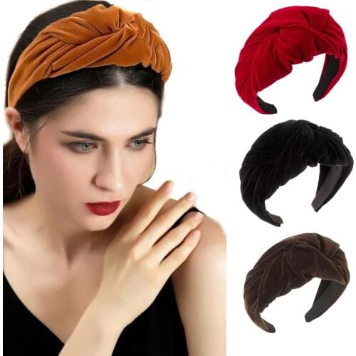Haimeikang Velvet Winter Headband Headwear For Women Thick Floral Bezel Hair Hoop Ladies Fashion Hair Bands Hair Accessories