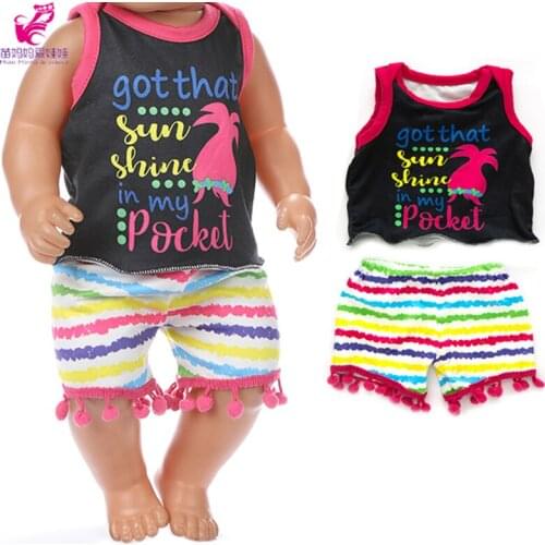 Doll clothes for 17 inch Bebe Dolls pink shirt and jeans pants 18 inch girls doll outfits shirt pants children present