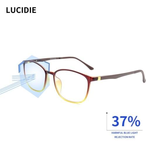 LUCIDIE Vintage Anti Blue light Glasses Frame Ultem eyeglasses square Women Myopia Optical super light Eyewear