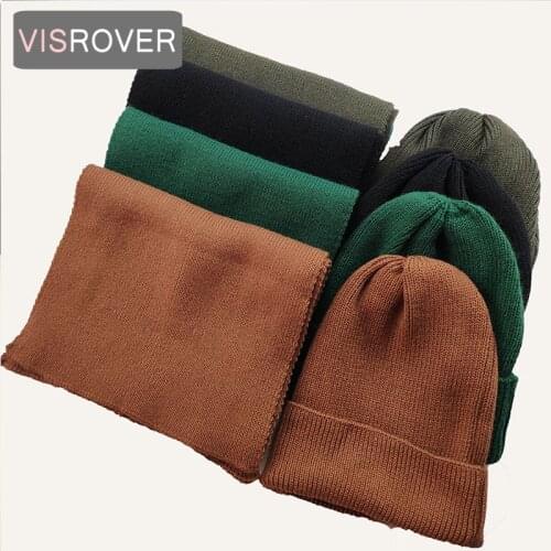 VISROVER 8 colorways unisex Autumn winter solid color real cashmere beanies and scarf New cashmere unisex Warm cap& snood match