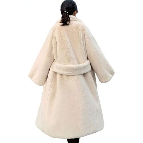 2021 New Women Warm White Faux Fur Coat Winter X-Long Parkas Faux Fur Jacket Fashion Loose Fashion Outwear