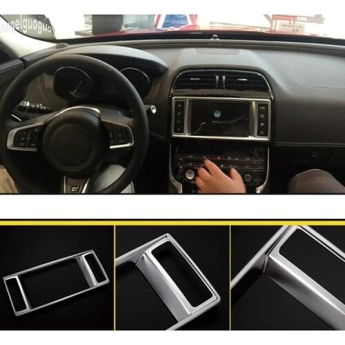 Angelguoguo ABS chrome Car Control Panel GPS Screen Frame Decoration Cover Car-styling For Jaguar XF XE F-PACE Upgrade Accessory