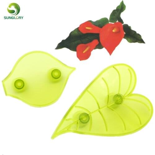 DIY 2PCS/SET Plastic Fondant Gum Paste Arum Lily And Leaf Cookie Cutter Flower Plunger Cutter Cake Mold Baking Tools For Cakes