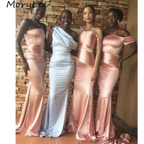African Bridesmaid Dresses Hot Sale Sleeveless Spandex Satin Bridesmaid Dresses Zipper Back Wedding Party Bridemaid Gowns