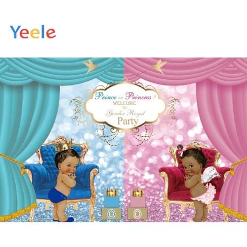 Pink Blue Curtain Newborn Baby Shower Boy Girl Gender Reveal Party Backdrop Vinyl Custom Photography Background For Photo studio