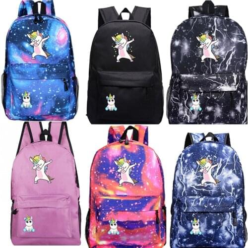 Dabbing Unicorn Backpack Students Boys Girls Bags Fashion New Pattern Women Travel Mochila Teens Back to College Daily Rucksack