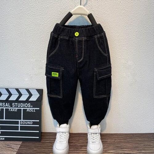 New Fleece Thick Winter Boys Girls Cargo Pants Elastic Waist Kids Jeans Trousers Childrens Clothes