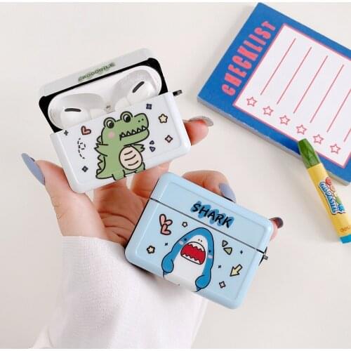 Cartoon Shark Earphone Case for AirPods 1 2 3 Pro Crocodile Silicone Wireless Headphone Earphone Protect Charge Box Cover