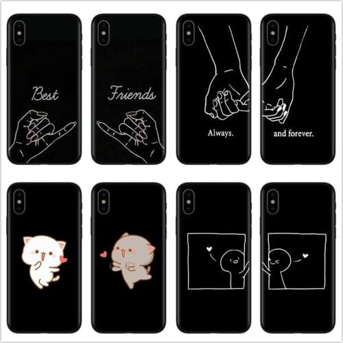 Girls Bff Best Friends Forever Black Soft Phone Cases Cover For iPhone 7 6 6S 8 Plus Coque X XR XS MAX 5S SE Cute Couple Capinha