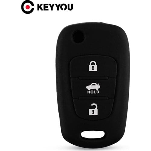 KEYYOU Flip Remote Silicone Car Key Cover Case For Hyundai i20 i30 i35 iX20 iX35 Solaris Verna For KIA K2 K5 RIO Fob 3 Buttons