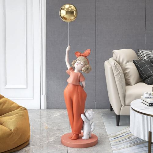Nordic Decoration Balloon Girl Figurine Comic Girls Figure Resin Sculpture Art Statue Living Room Ornaments Modern Home Decor