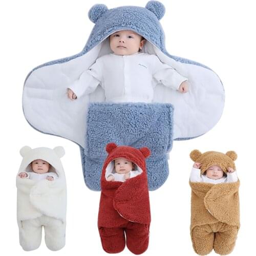 0-6 Months Autumn Baby Sleeping Bag Envelope For Newborn Baby Winter Swaddle Blanket Wrap Cute Sleeping Bags Solid Baby Bedding