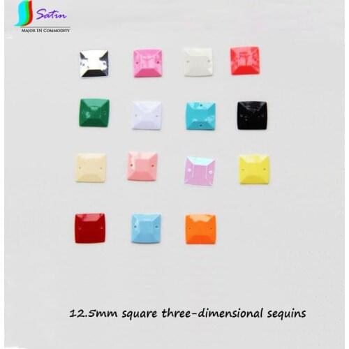 DIY Clothes Shoe Decoration Door Sequin Curtain 2-holes 12.5mm Colorful Square Three-dimensional Sequins S0269L