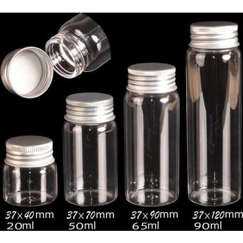 Pack of 4 pcs Glass Bottles Aluminum Cap Sealed Transparent Wishing Bottle Creative Incense Container