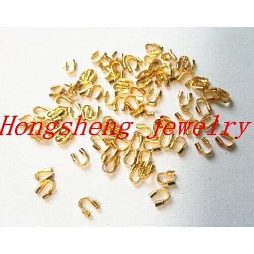 1000pcs/lot gold color U shape metal Wire Guard Guardian Protectors loops Jewelry findings accessory for childs necklace
