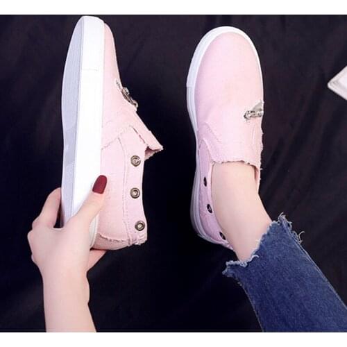 Women Shoes 2019 New Fashion Canvas Women Casual Shoes Femme Tenis Feminino Zip Canvas Shoes Women Sneakers Plus Size