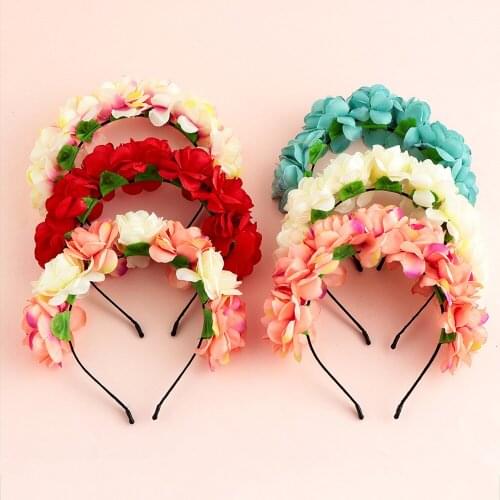 New Simulation Flower Headband Sweet and Cute Girl Flower Hair Accessories Rose Flower Womens Headdress Gift