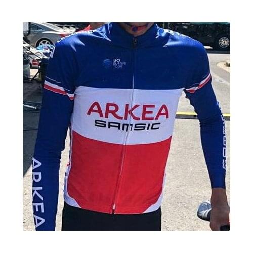Winter Fleece Thermal Cycling Jerseys Only 2019 ARKEA SAMSIC TEAM France Champion Mtb Long Sleeve Men Bike Wear Cycling Clothing