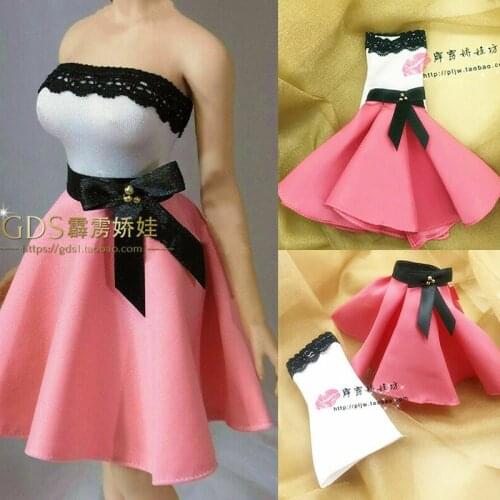 1/6 Girl Strapless Dress Top Suit Lady Skirt Clothes Set Fit 12'' Female Soldier Action Figure Body